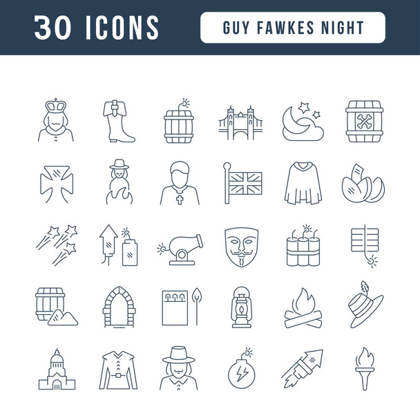 Guy Fawkes Night. Collection of perfectly thin icons for web design, app, and the most modern projects. The kit of signs for category Holidays. - Vector, Image