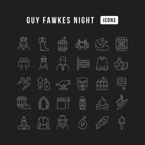 Guy Fawkes Night. Collection of perfectly thin icons for web design, app, and the most modern projects. The kit of signs for category Holidays. - Vector, Imagen