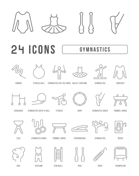 Gymnastics. Collection of perfectly thin icons for web design, app, and the most modern projects. The kit of signs for category Sport. - ベクター画像