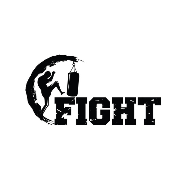 Kick Boks ve Dövüş Sanatları Logo Vektörü - Vektör, Görsel