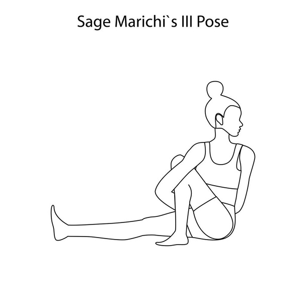 Sage marichis III plantean un esquema de ejercicios de yoga - Vector, Imagen