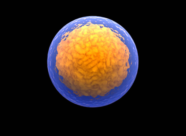 Ilustración 3D de células madre 3d. núcleo, núcleo, núcleo de la célula eucariótica. célula del cuerpo humano. - Foto, imagen