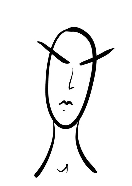 Drawn face of a woman on white background. High quality illustration - Photo, Image