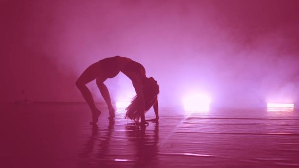 Sensual erotic dancing into smoke on dance floor - Fotografie, Obrázek