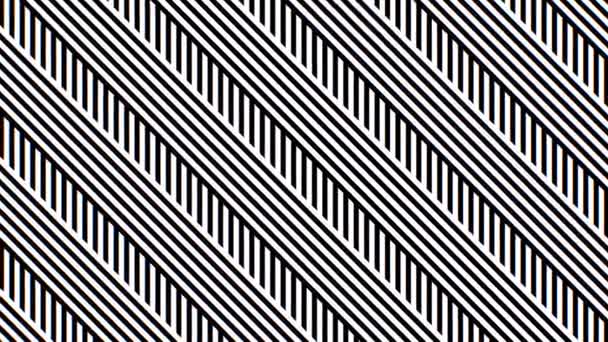 Zwarte en witte diagonale strepen optische illusie bewegende lijn patroon - 4K naadloze VJ lus beweging achtergrond animatie - Video