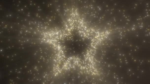 Golden Glowing Star Shape Abstract Light Shine Particles Sparkle 3D - 4K Seamless VJ Loop Motion Background Animation - Footage, Video
