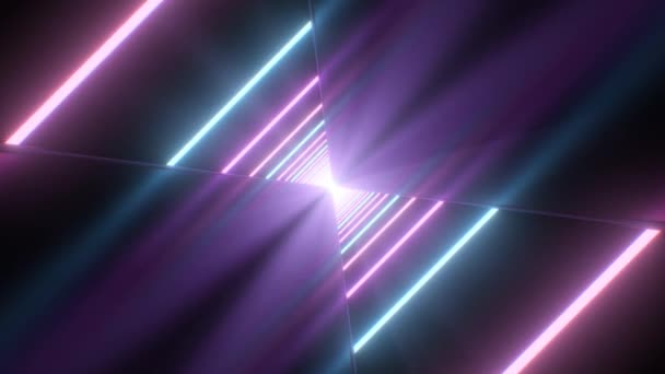 Ultravioletti Retro Neon lasersäde Diagonal Line Heijastukset 3D-tunneli - 4K Saumaton VJ Loop Motion Background Animaatio - Materiaali, video