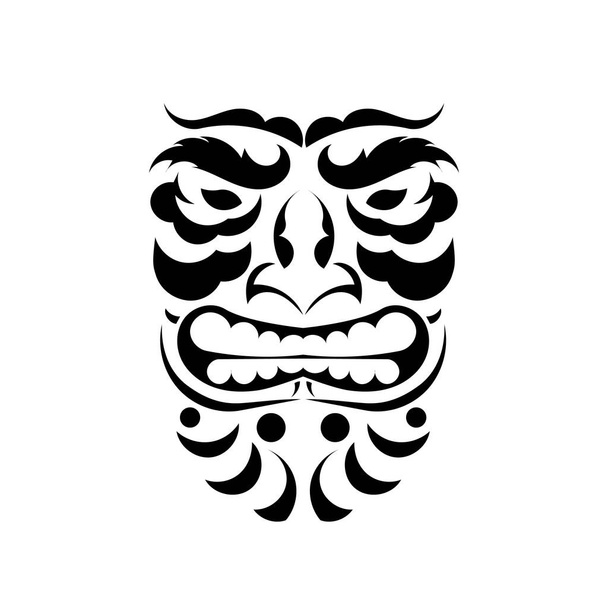 Modèle vectoriel de tatouage visage maori polynésien, conception tribale hawaïenne homme ou femme. - Vecteur, image