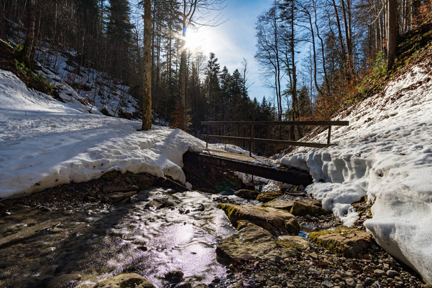 Krásná zimní jarní krajina v Allgau Alpách u Oberstaufenu - Fotografie, Obrázek