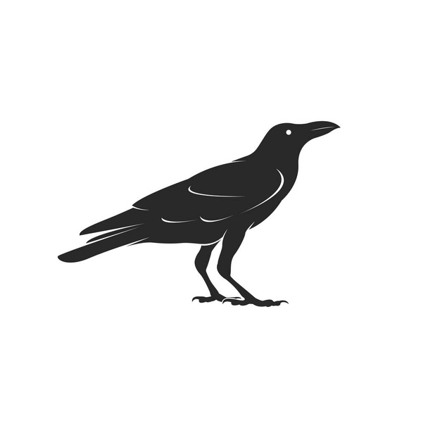 Vettore di disegno corvo isolato su sfondo bianco. Facile illustrazione vettoriale stratificata modificabile. Uccelli neri. Animali selvatici. - Vettoriali, immagini