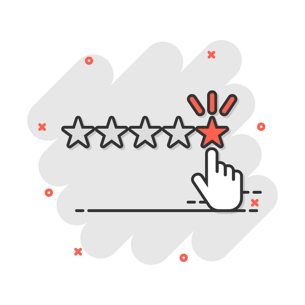 Vector cartoon customer reviews, user feedback icon in comic style. Rating sign illustration pictogram. Stars rating business splash effect concept. - Vector, Image