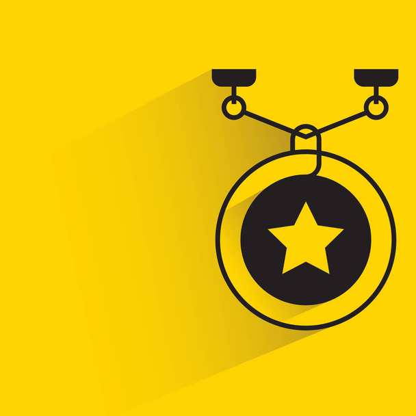 médaille d'honneur étoile avec ombre sur fond jaune - Vecteur, image