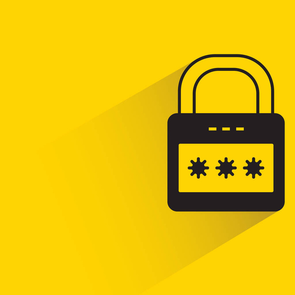 key and password drop shadow on yellow background - Vector, Image