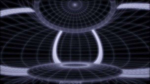 Sci-fi synthwave alien cave 3d render illustration - Фото, изображение