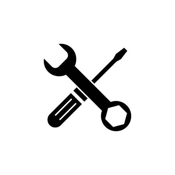 Reparaturwerkzeuge Symbolvektor. Werkzeugsymbolvektor. Icon-Vektor einstellen. Schraubenschlüssel und Schraubenzieher. Unterstützung, Service - Vektor, Bild