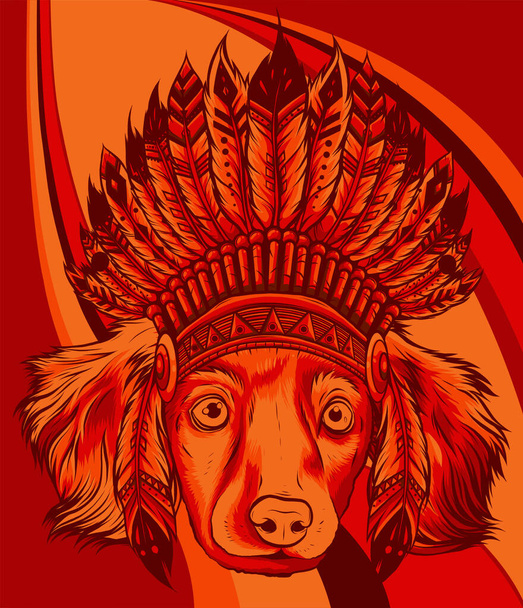 head dog hagyományos indiai kalap, vektor illusztráció - Vektor, kép