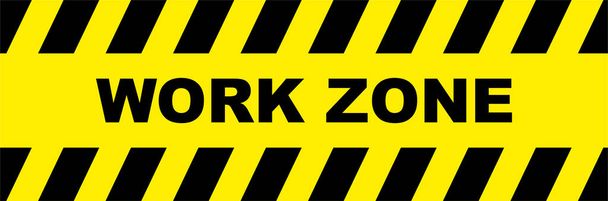 Arbeitszonenschild auf gelbem Hintergrund - Vektor, Bild