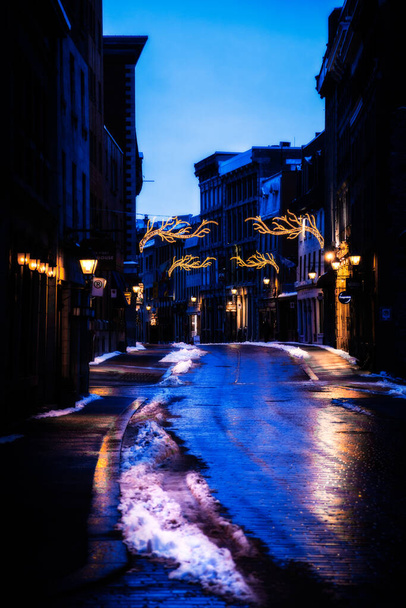 Montreal Régi utcák éjjel Quebec - Fotó, kép