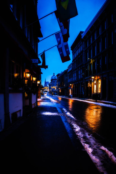 Montreal Régi utcák éjjel Quebec - Fotó, kép