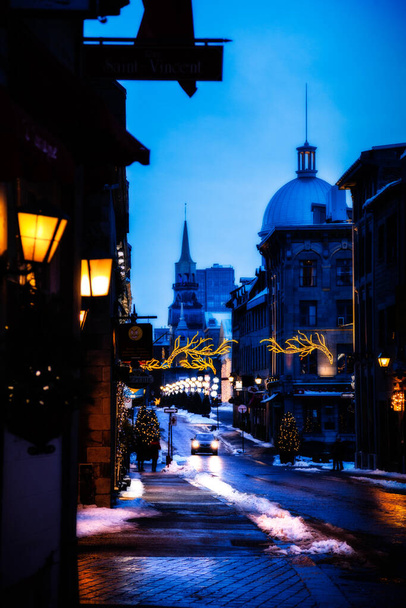 Montreal Geceleri Eski Sokaklar Quebec - Fotoğraf, Görsel
