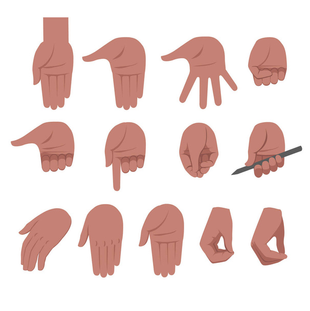 set of different positions of the hands. cartoon style - Vector, Image