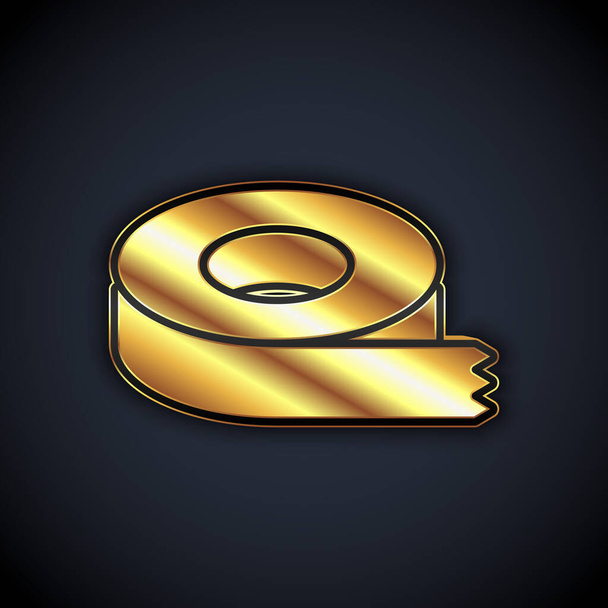 Gold Scotch Tape Symbol isoliert auf schwarzem Hintergrund. Isolierband. Vektor - Vektor, Bild