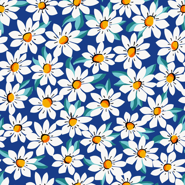 trendy lente madeliefje bloemenpatroon, mooi patroon voor damesjurken of andere textielstoffen - Foto, afbeelding