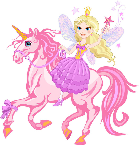 Petite princesse fée et licorne  - Vecteur, image
