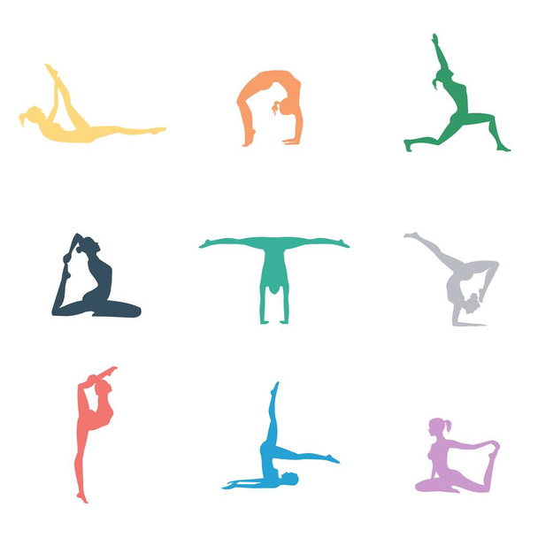 Gymnastics icons isolated on white background - Vector, Image