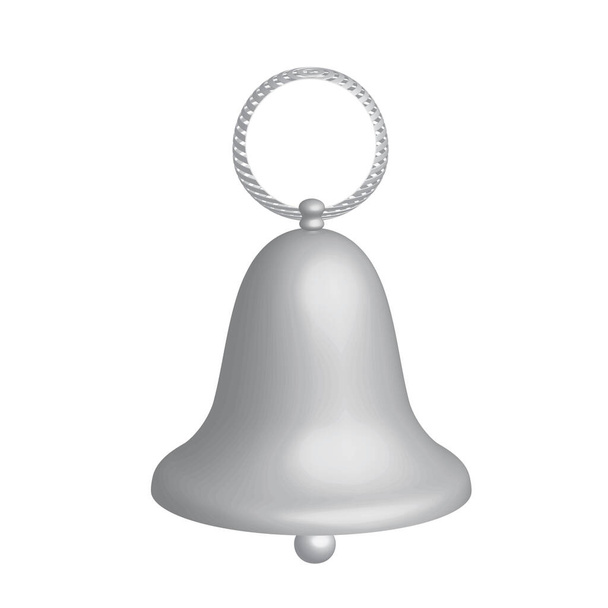 Ilustrado de metal plateado símbolo de campana icono simbólico en 3D. El objeto está sobre un fondo blanco en formato vectorial y jpg. - Vector, Imagen