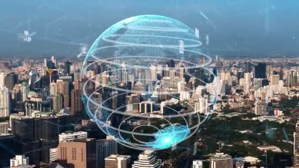 Wereldwijde verbinding en de modernisering van het internetnetwerk in slimme stad - Video