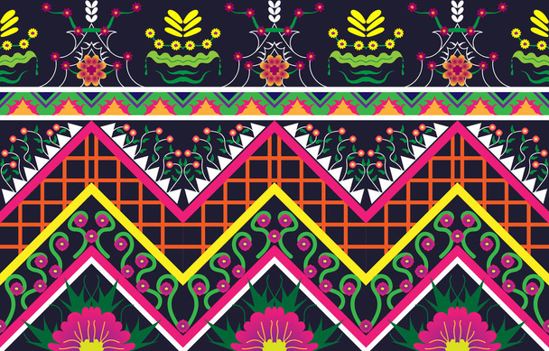 イラストアジアスタイルのファブリック幾何学的な花のパターンEP.1カーペット、服、バッグ、靴、織物やその他の作品に飾るために使用. - ベクター画像
