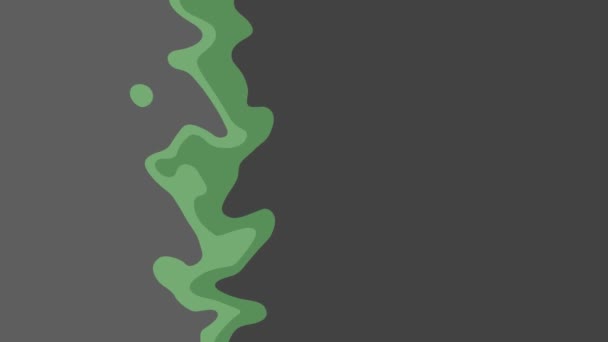 Transición de líquido verde horizontal del gris claro al fondo gris oscuro. Animación de renderizado 2D en bucle sin fisuras. - Metraje, vídeo