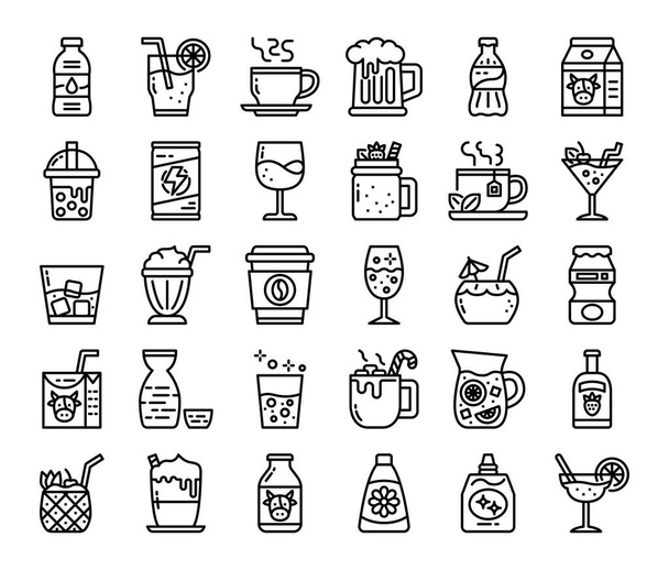 Beverage Outline Vector Icons Pixel Perfect - Vector, Image