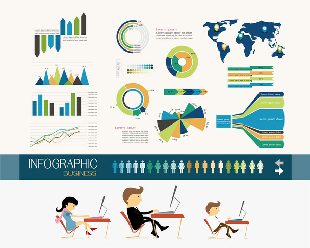Business office and infographics - Vector, Imagen