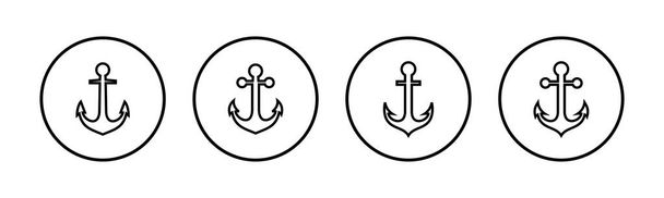 Ikony kotwicy ustawione. Logo symbolu kotwicy. Ikona kotwicy morskiej. - Wektor, obraz