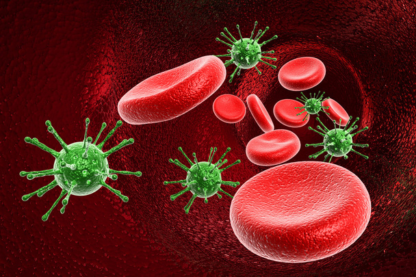 Cellules sanguines avec virus
 - Photo, image