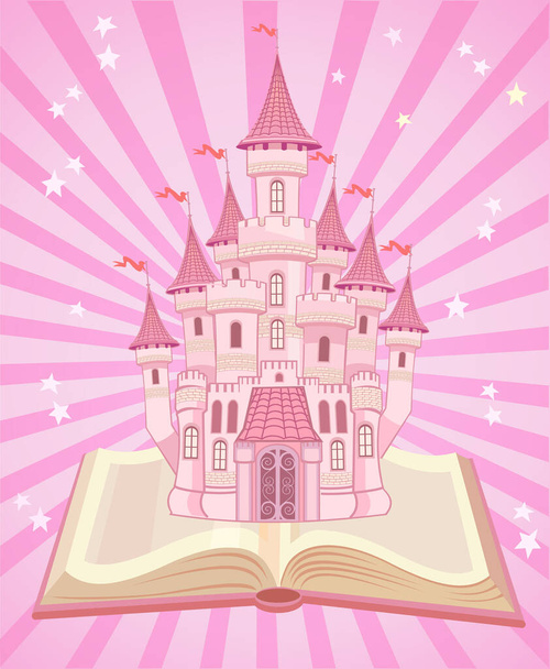 FairyTale castle. Air-Castle in Book - Vector, Image