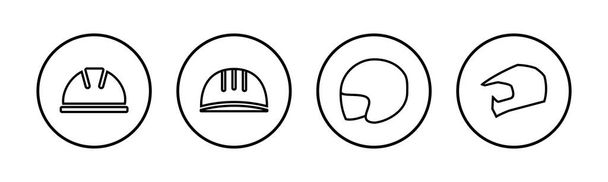 Набор значков шлема. Мотоциклетные каски. Гоночный шлем. значок строительного шлема. S - Вектор,изображение
