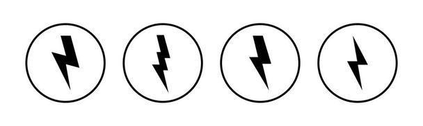 Iconos relámpago establecidos. Bolt vector icono. Energía y trueno icono eléctrico - Vector, imagen