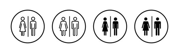 Ícones de toalete definidos. Sinais sanitários. Vetor de sinal de casa de banho homem e mulher. Ícone masculino e feminino - Vetor, Imagem