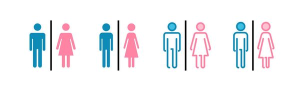 Ikony ubikacji ustawione. Znak toalety. Mężczyzna i kobieta wektor znaku toalety. Ikona mężczyzny i kobiety - Wektor, obraz