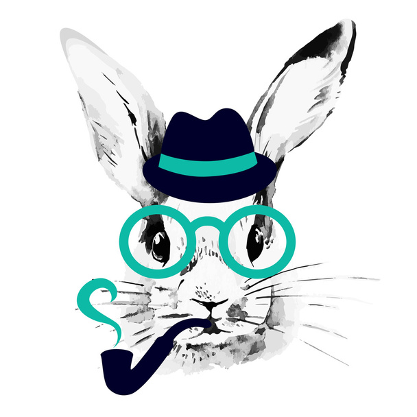 Hipster rabbit - Vector, Image