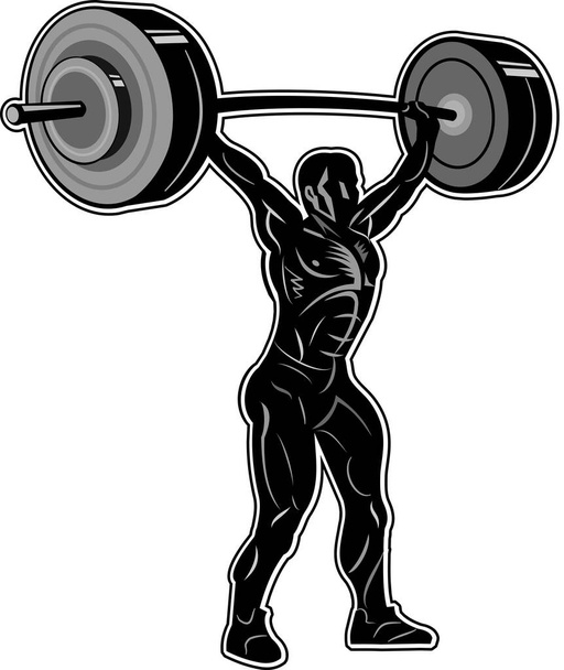 levantamiento de pesas de potencia. entrenamiento con pesas, musculación. Dibujo vectorial - Vector, Imagen