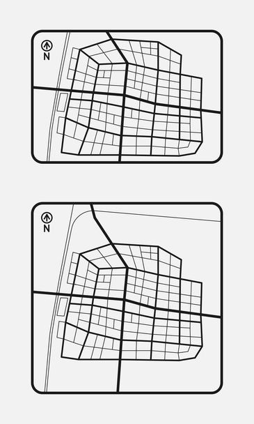 Vetor de cidade pequena mapa ilustração preto e branco - Vetor, Imagem