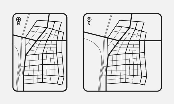 Illustration de carte vectorielle de petite ville en noir et blanc - Vecteur, image