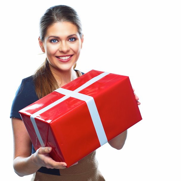 Model holds gift box - Foto, immagini
