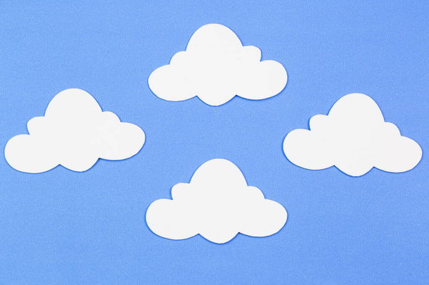 white cloud, blue background with shadow, abstract clouds, 3d render. - Photo, Image