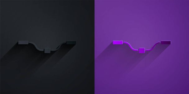 Paper cut Bicycle handlebar icon isolated on black on purple background. Paper art style. Vector. - Vector, Image