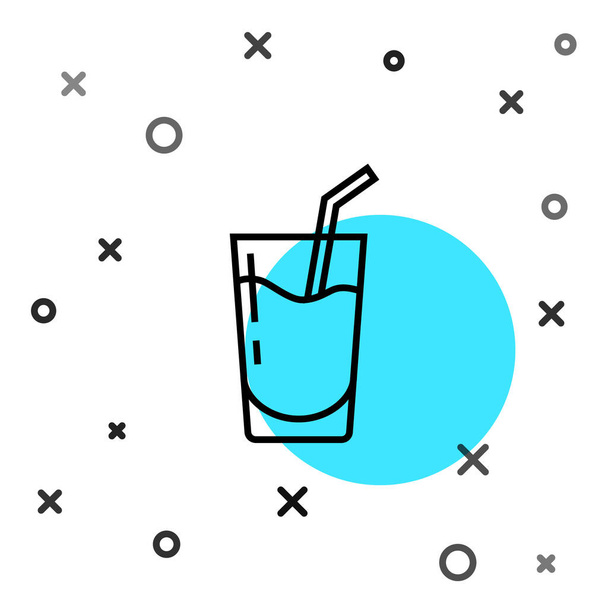 Línea negra Icono de cóctel y bebida alcohólica aislado sobre fondo blanco. Formas dinámicas aleatorias. Vector. - Vector, imagen